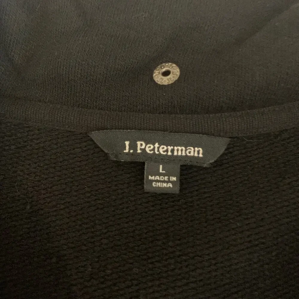 J Peterman Peacoat Womens L Large Black Double Breasted Notched Lapels Pockets